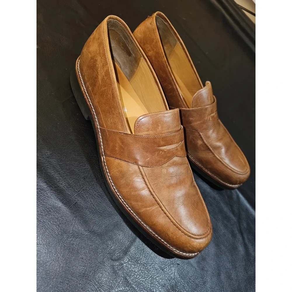Polo Ralph Lauren Men's Alston Leather Penny Loafers Tan Brown Slip On 16D 16